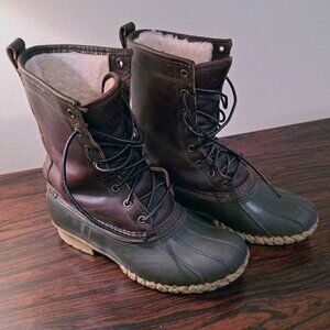 LL BEAN Original Bean Boot with Shearling Lining, 10 inch shaft sz 8 M